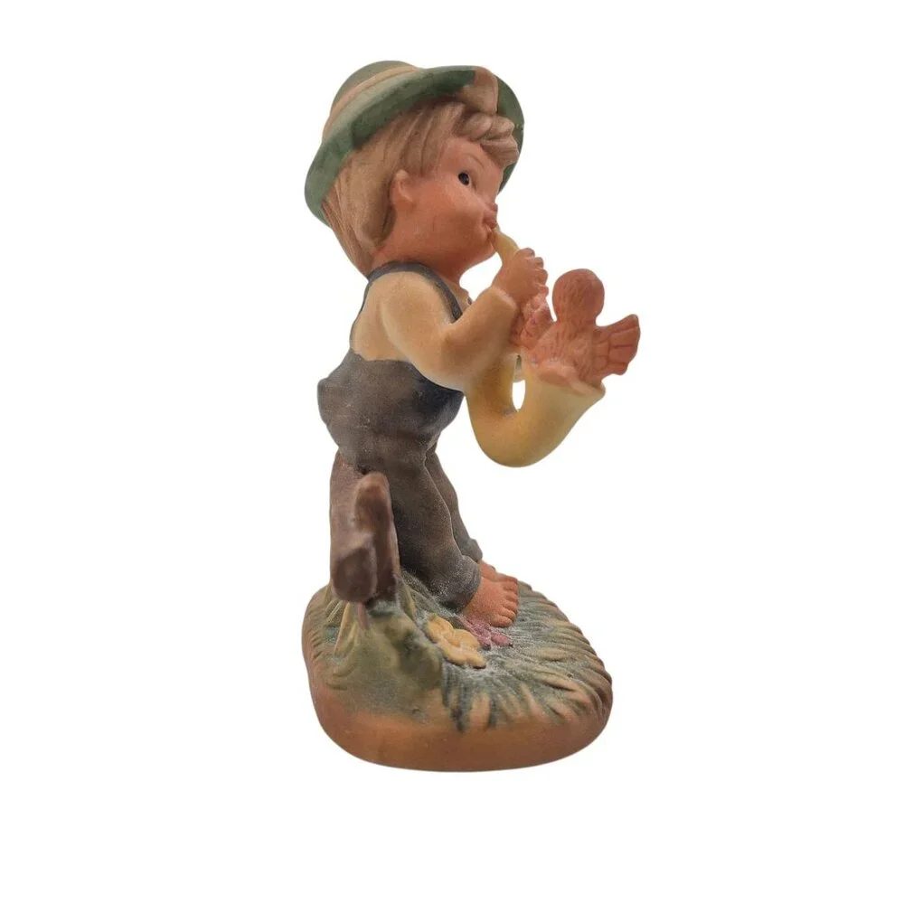 Napco Boy Figurine Boy Playing Saxophone Bird Fence Vintage Japan Porcelain - Picture 4 of 10